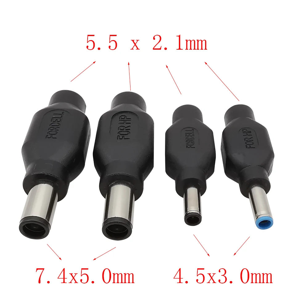 1/2/5Pcs 4.5 x 3.0 MM / 7.4 x 5.0 MM Male Plug to 5.5 x 2.1mm Female Jack Power Adapter Connector for HP For DELL Laptop