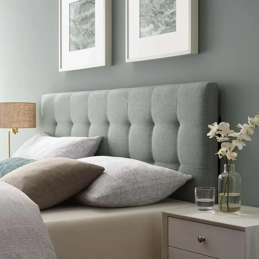 

Headboard, tufted linen gray soft padded full head board, suitable for bedroom headboard