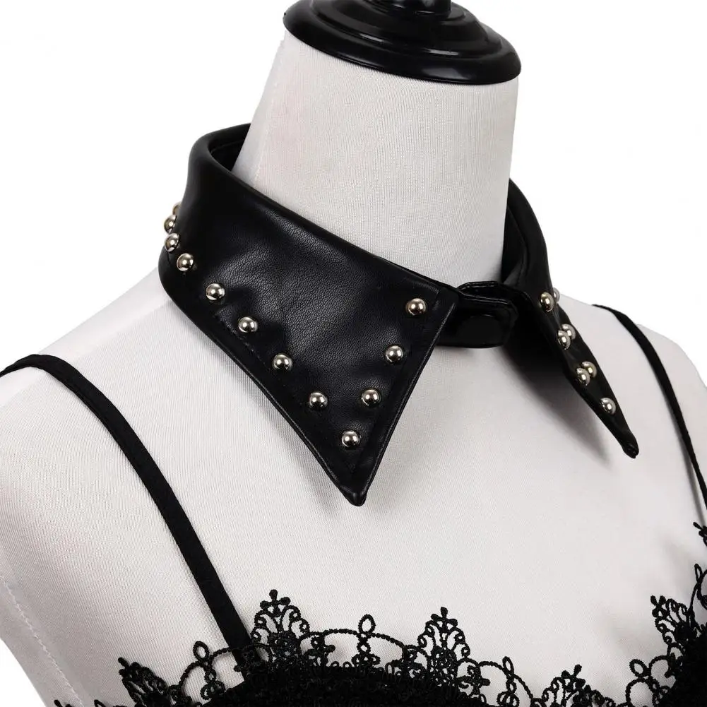 Detachable Rivet Neck Accessory Punk Style Pu Leather Collar Detachable Studded Choker Necklace Adjustable Faux for Women