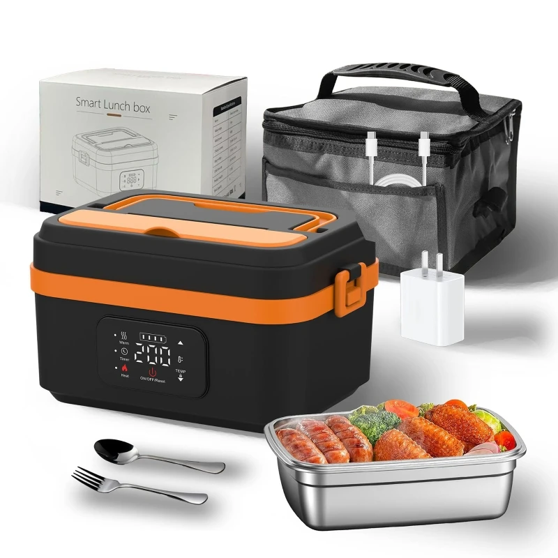 

New Upgraded Portable Electric Lunch Box Rechargeable Water-free Camping Heat Preservation Electric Lunch Box For Work/Travel