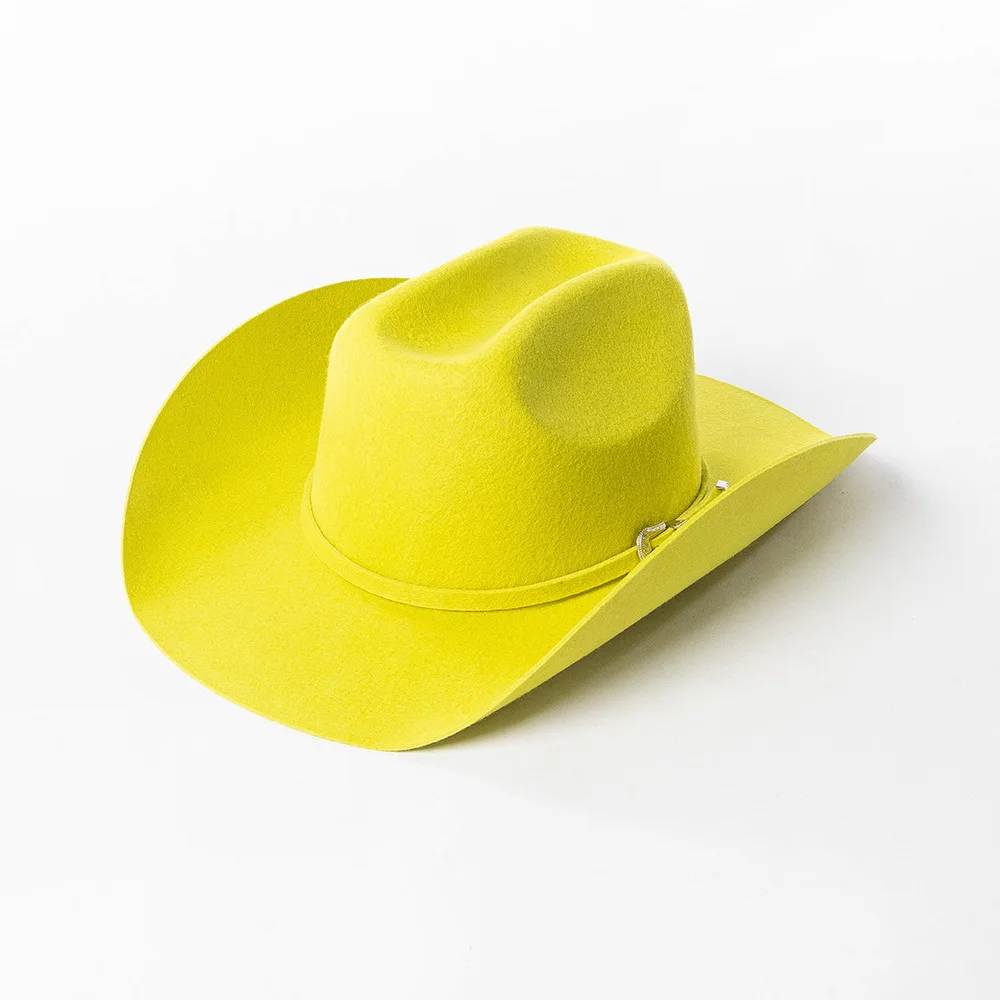 USPOP Cowboyhut aus 100 % Wollfilz mit Gürtelschnalle, 4 Größen, breite Krempe, Jazz-Hut, Herbst-Winter-Fedoras