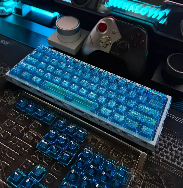 

Прозрачные кейкапы Ice Code Sea Blue с высокой прозрачностью, светоотражающие, для кастомных механических клавиатур, сателлитные клавиши, PC Crystal Magn