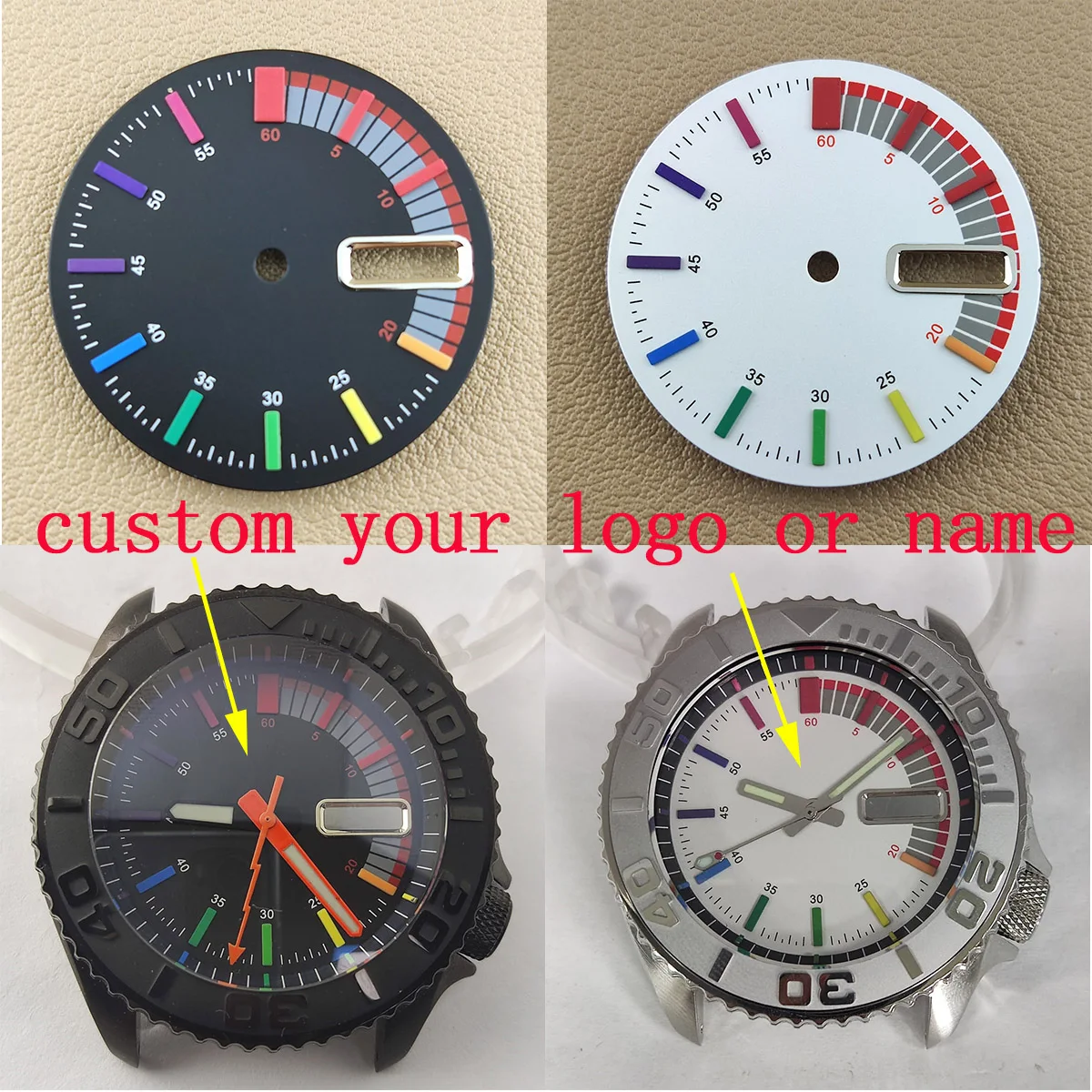 

28.5mm new rainbow dial 41.5mm nh35 case custom logo nh36 case NH35 watch case nh35/36 movement watch accessories parts