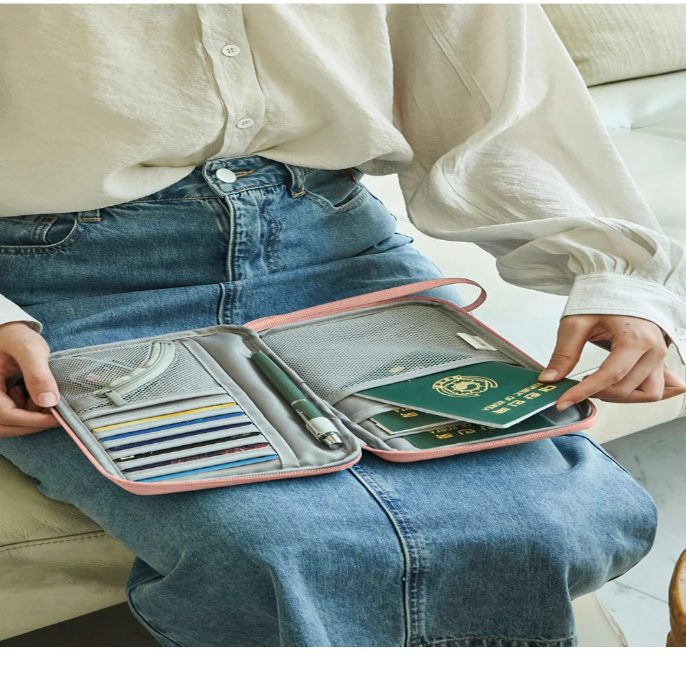 휴대용 여행 비행기 가방 방수 고품질 다기능 ID 티켓 클립 여권 가방 패션 비즈니스 문서 보관