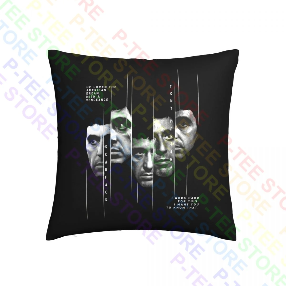 Luxury Scarface Tony Montana Sliced Al Pacino American Dream Cuban Mafia Throw Pillow Cover Pillowcase Washable