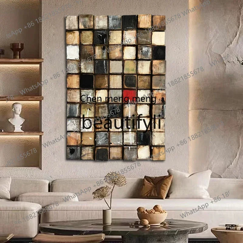 D178  Three-dimensional wood carving wabi wind living room physical decoration painting hand-painted oil painting