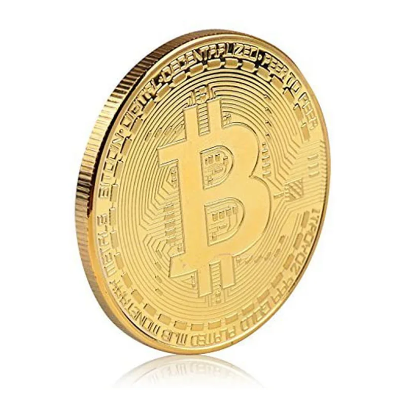 Gold Plated Bitcoin Coin Collectible Art Collection Gift Physical Commemorative Casascius Crypto Coin Metal Antique Imitation