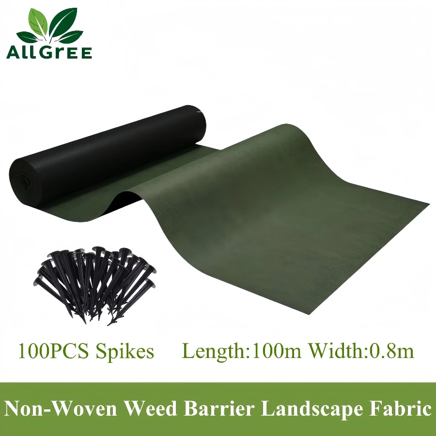 100m X 80cm Non-Woven Weed Barrier Landscape Fabric Heavy-Duty Garden Ground Cover Weed Control Mat, Weed Blocker Mats for Yard