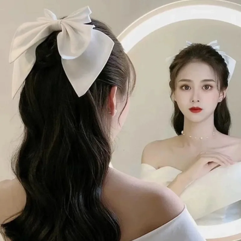

Заколка для волос с белым атласным бантом для невесты, элегантный аксессуар для женских причесок на свадьбу
