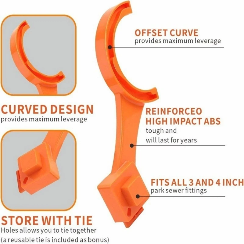 Llave para manguera alcantarillado para autocaravanas, llave para tapón limpieza alcantarillado que adapta a 3