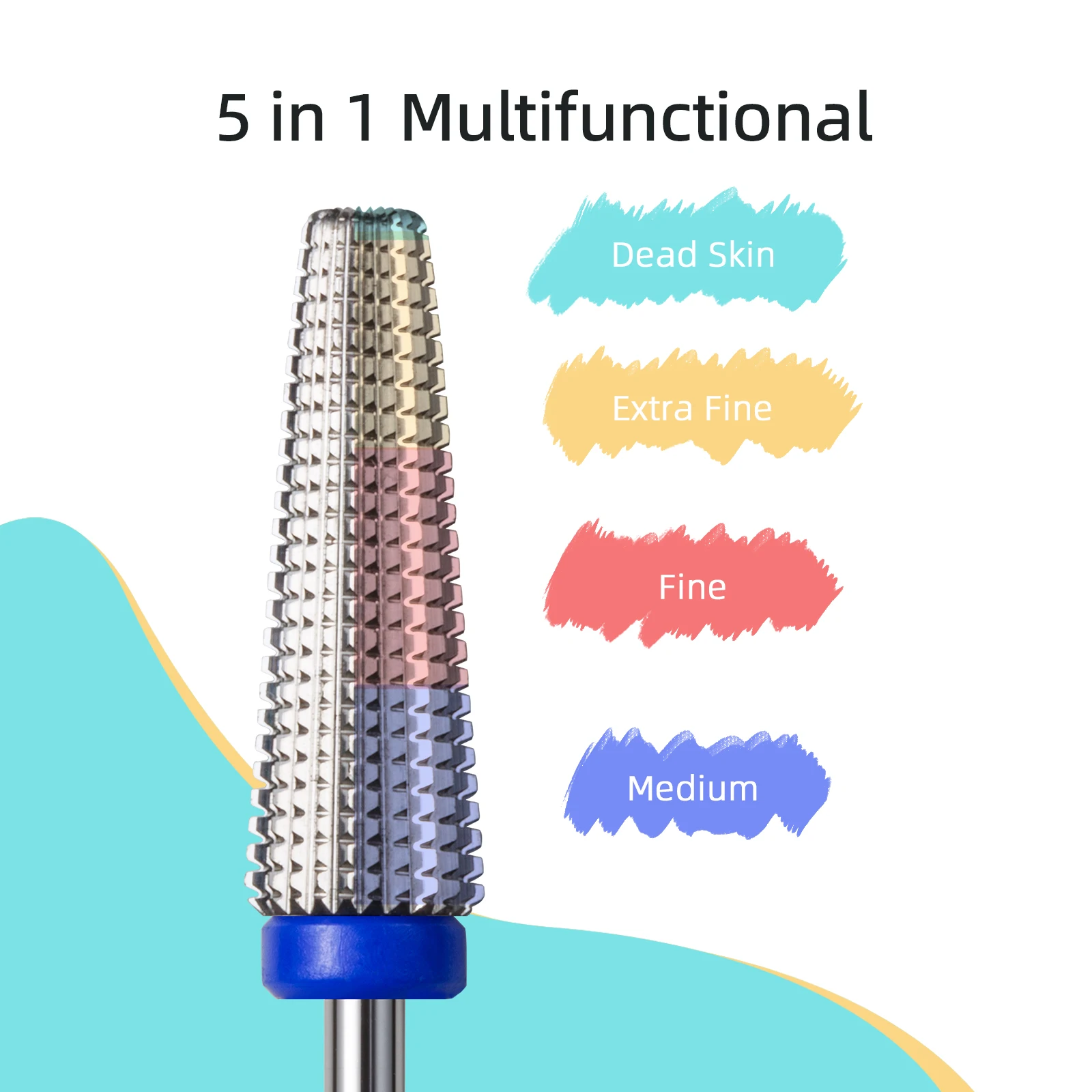 HYTOOS 20mm 길이 5 in 1 네일 드릴 비트 3/32 테이퍼드 카바이드 드릴 비트 전동 드릴 파일 액세서리 젤 제거용