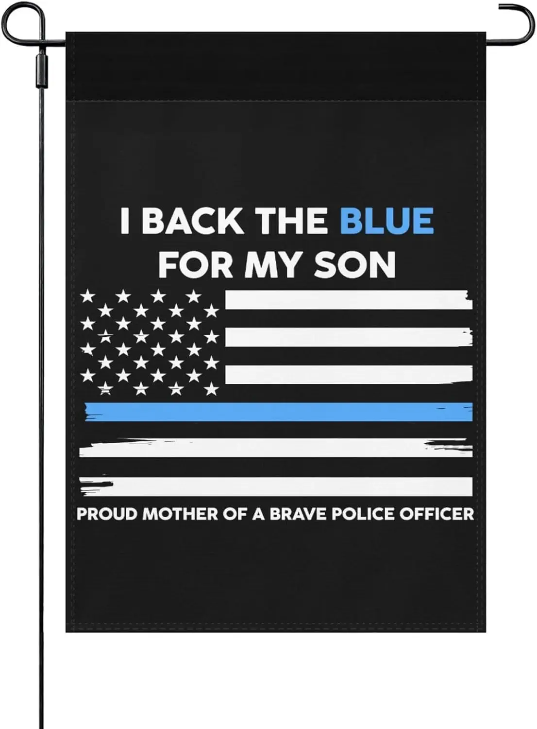 I Back the Blue for My Son Police Mom Garden Flag Yard Porch House Flag Double-Side For Home Outdoor Yard Patio Lawn Decor,  PPM