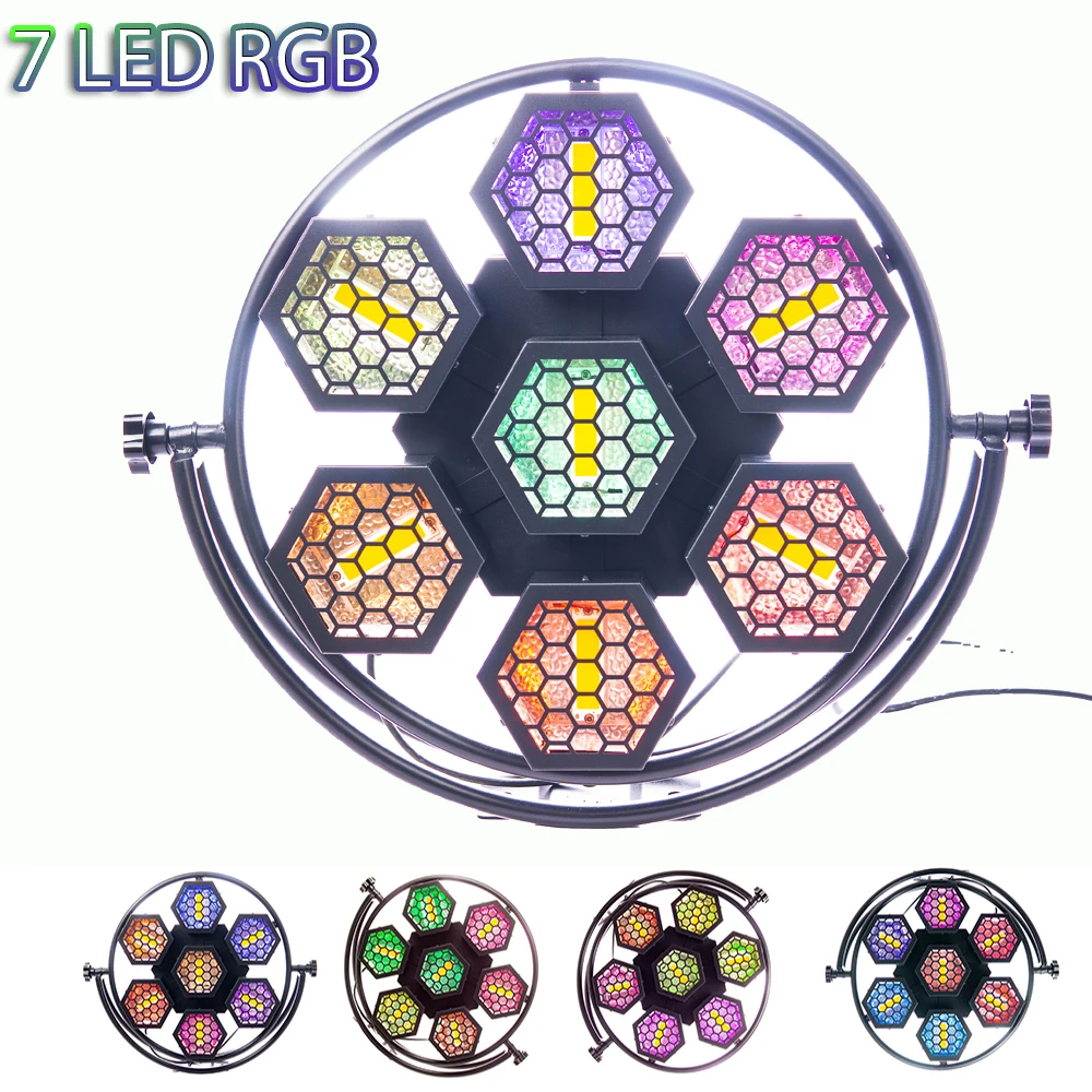 1PCS 200W 126RGBLED strip+Round COB/50W*7 golden LED pixel Background light blinder stage light DJ Disco LED circle retro lights