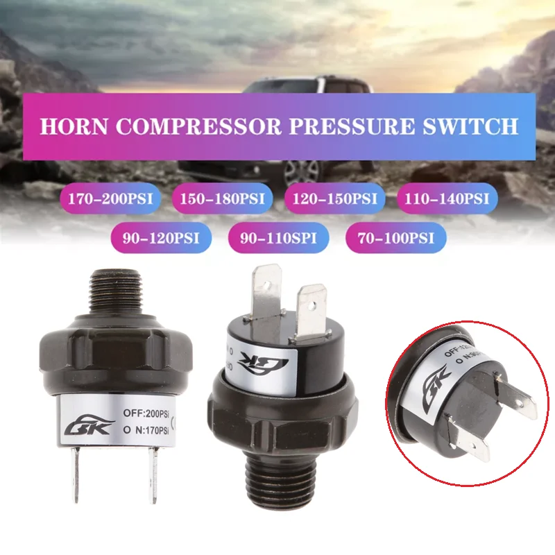 

Air Pressure Switch, Air Compressor Pressure Control Switch Valve Heavy Duty for 12 Volt Train Air Horn