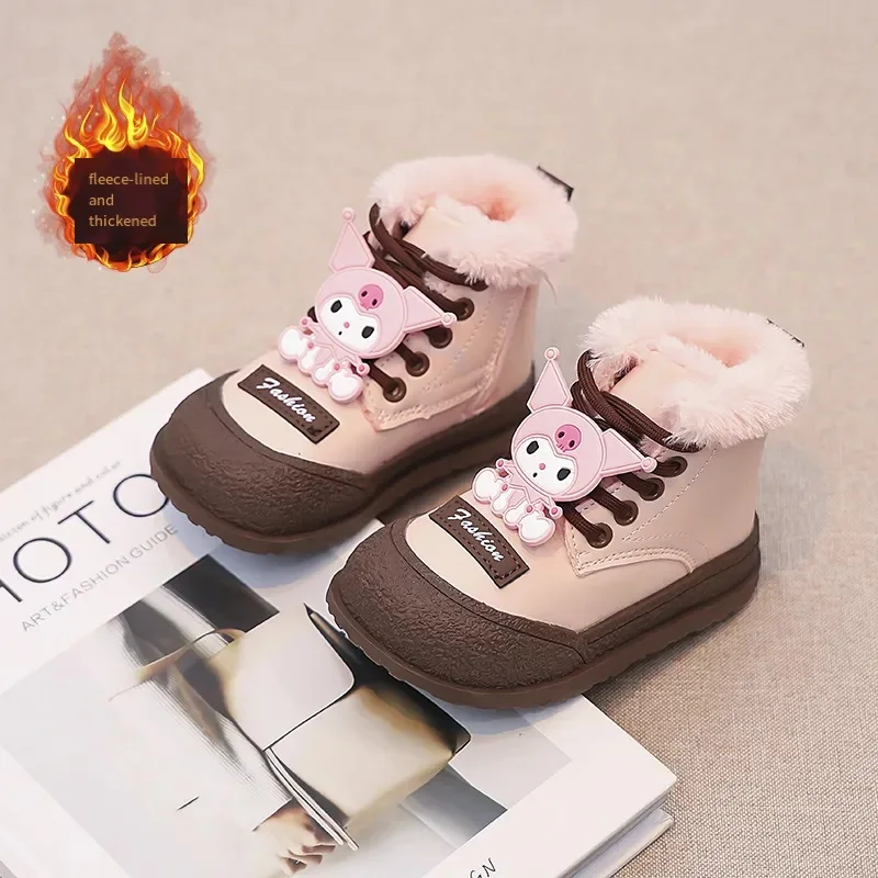 

Kuromi Kids Cartoon Cotton Shoes Sanrio Girl Kawaii Fashion Thick Velvet Warm Casual Shoes Waterproof Anti Slippery Winter Shoes