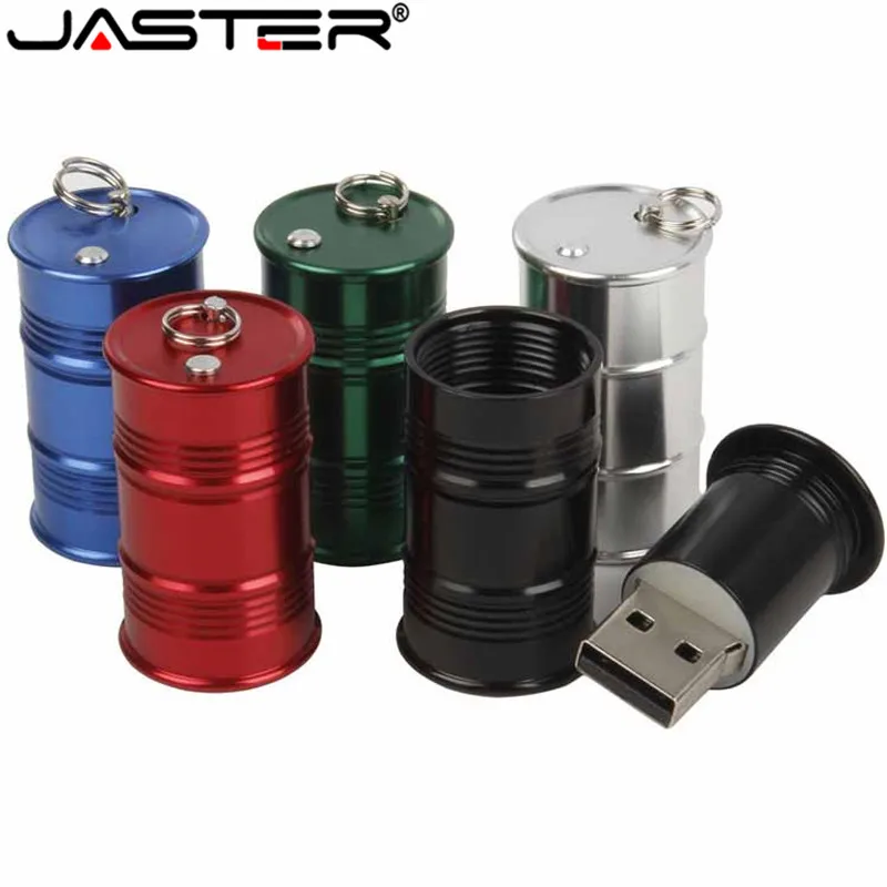 JASTER Metal Oil Drum Red USB Flash Drive 4GB 8GB 16GB 32GB 64GB Real Capacity Flash Disk 2.0 Gift Wholesale Pen Drive