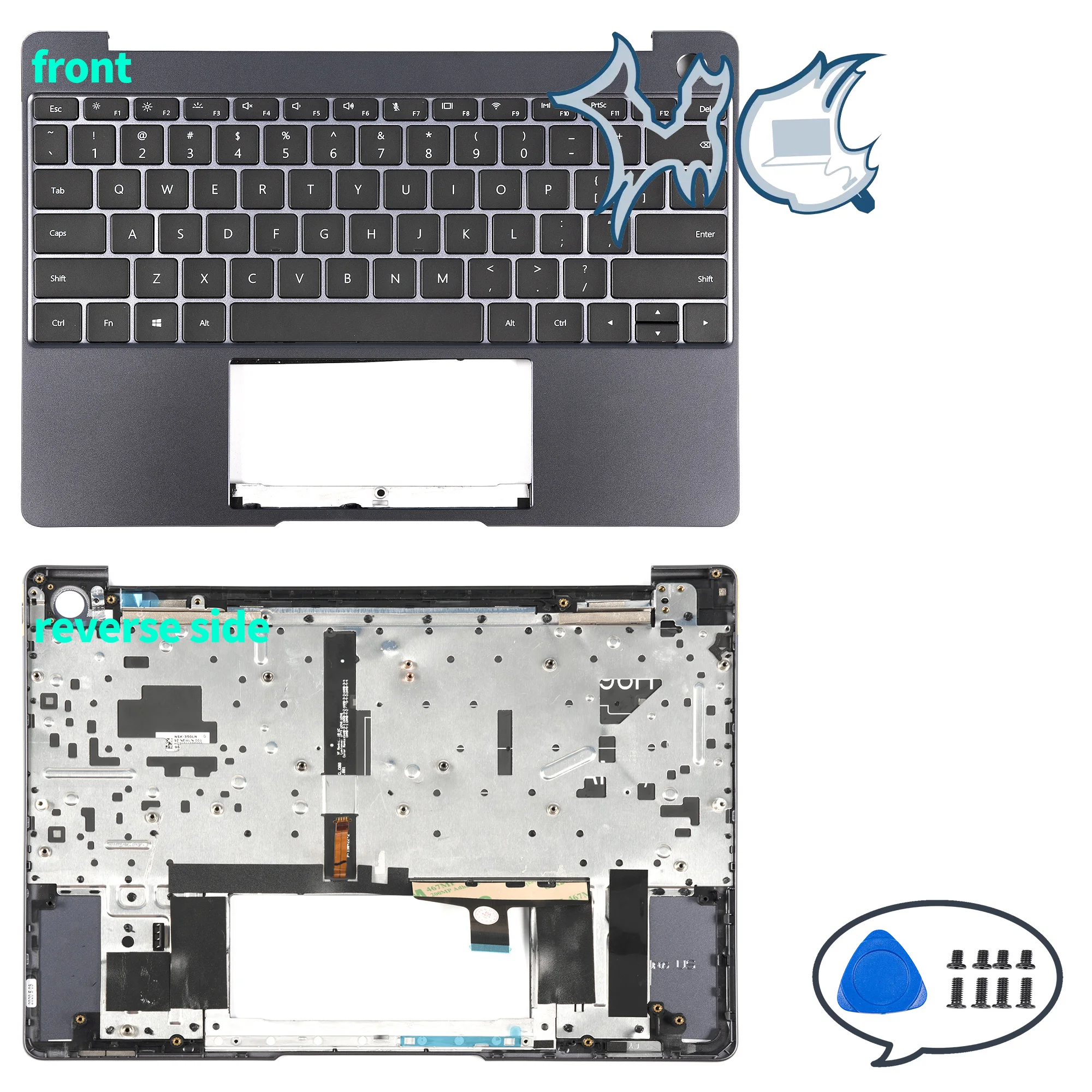 Imagem -02 - Top Case Palmrest Upper Case Peças do Portátil Novo Teclado para Matebook 13 Wrt-w29 W29l Wrtb-wfe9l Hn-w19r W19l