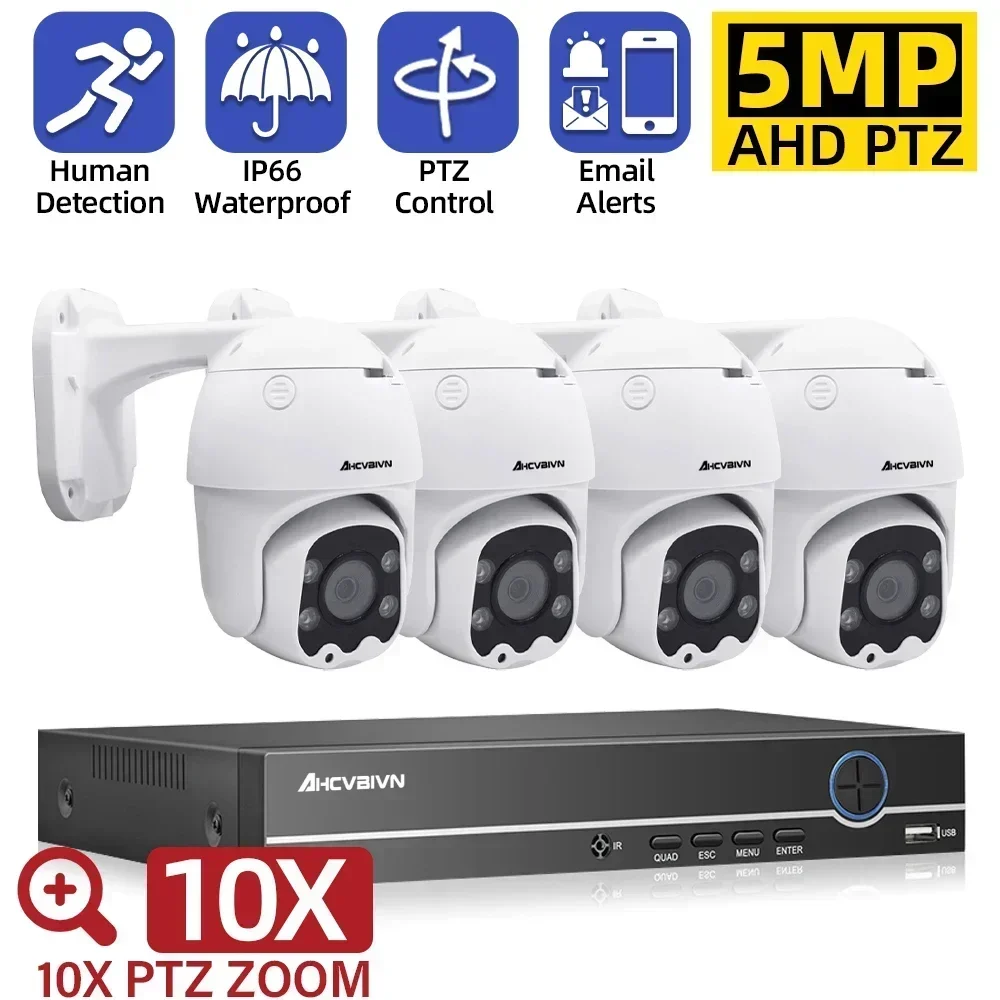 H.265 Video Surveillance Camera Kit 5MP AHD 10X PTZ Zoom CCTV Speed Dome Camera Motion Detection 8CH DVR Security Camera System