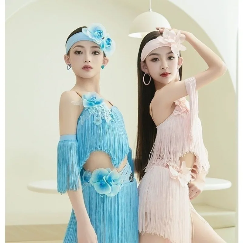 Strój do tańca latynoamerykańskiego dla dziewcząt, dzieci i dorosłych, nowy strój treningowy, strój na występy.