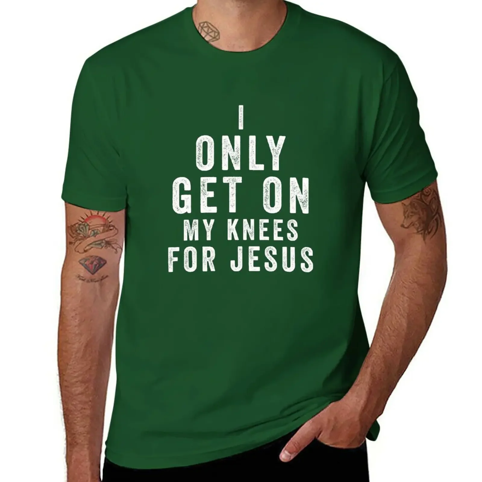 I only get on my knees for jesus - Christian oversized t shirt funny t shirt Men's clothing Informal manga Sweatshirt vintage