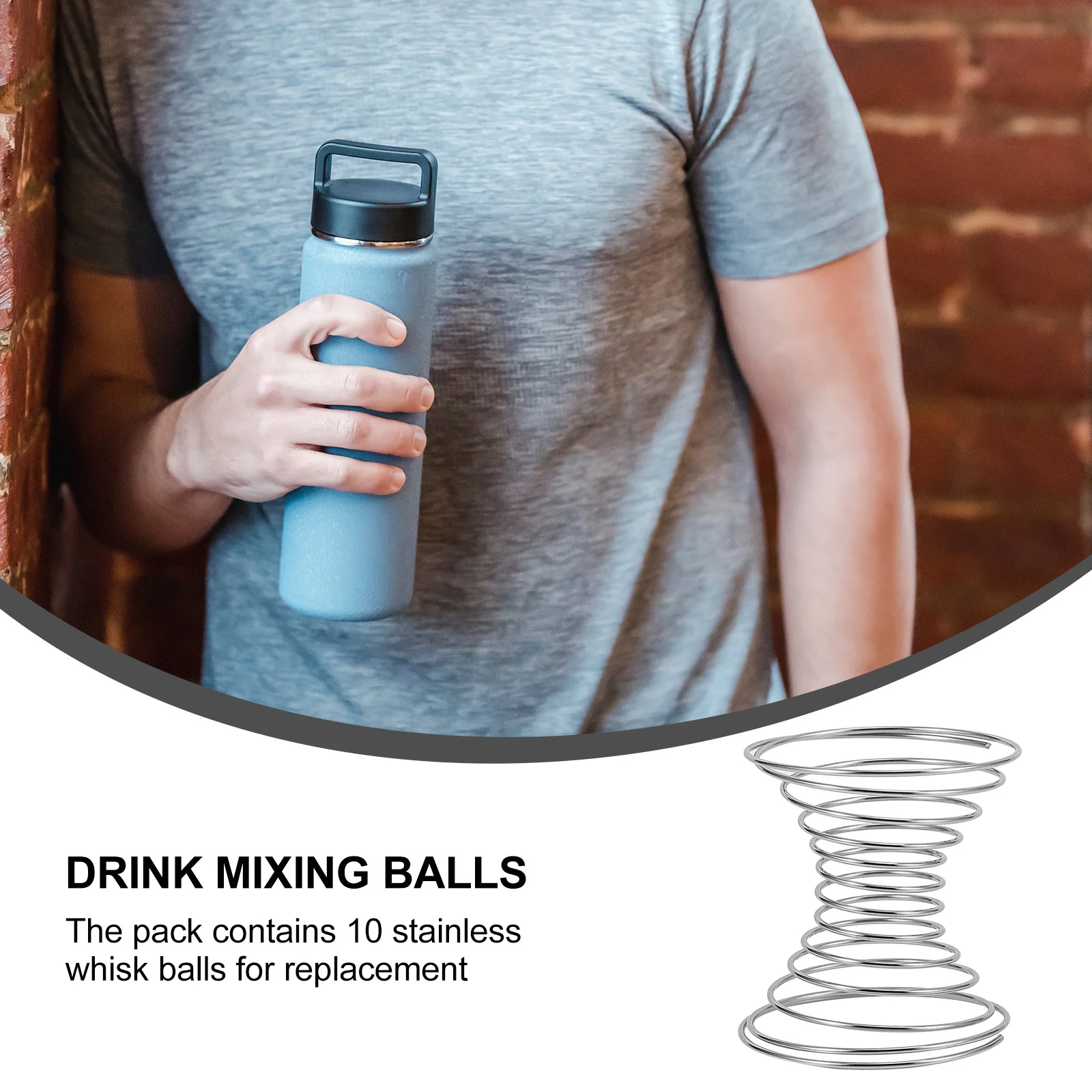 

10Pcs Stainless Steel Spring Balls and Wear-Resistant Mixer for Protein Powder Shaker Practical Stirring Balls