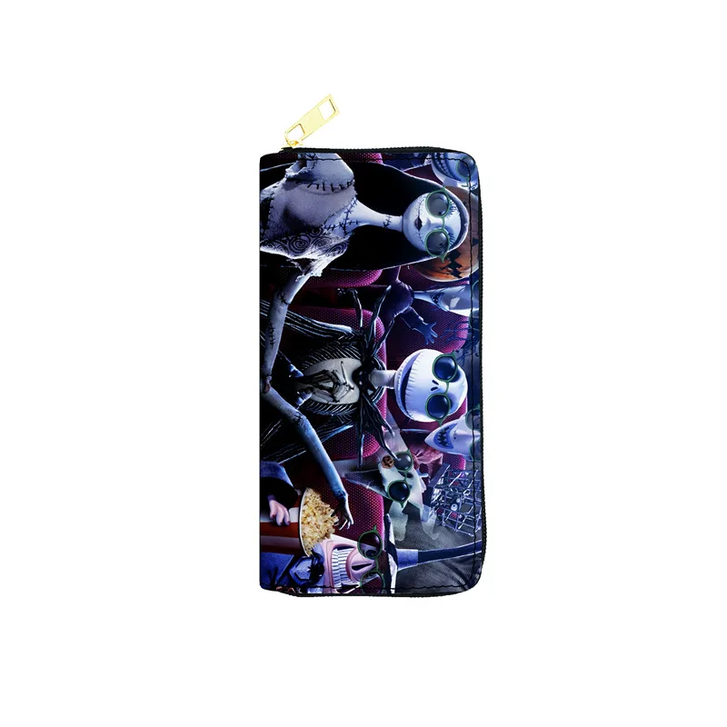 Disney The Nightmare Before Christmas Wallet Anime Printed Long Zipper Coin Purse Funny PU Card Bag Girls Wallets Kids Gifts