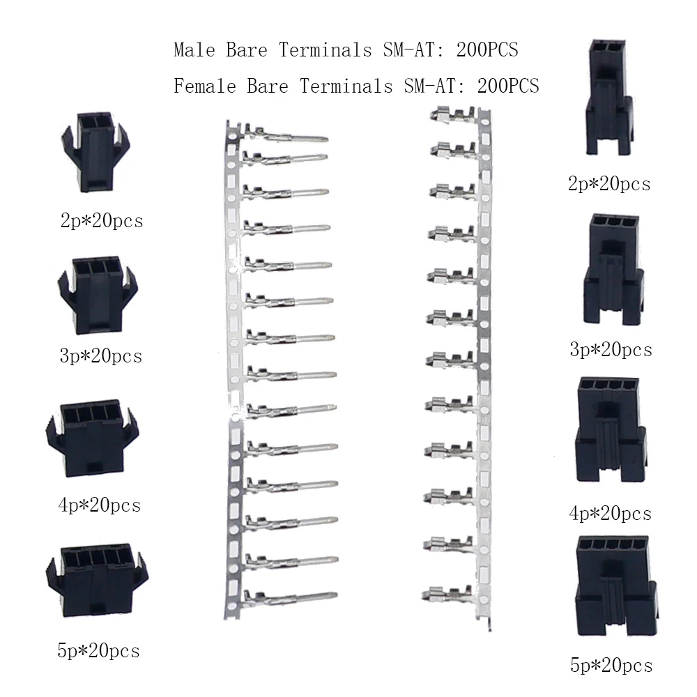560pcs SM2.54-2P 3P 4P 5P Cable Plug Electrical Dupont Connector Pin Jumper Header Housing Male Female Wire Connector mixde Box
