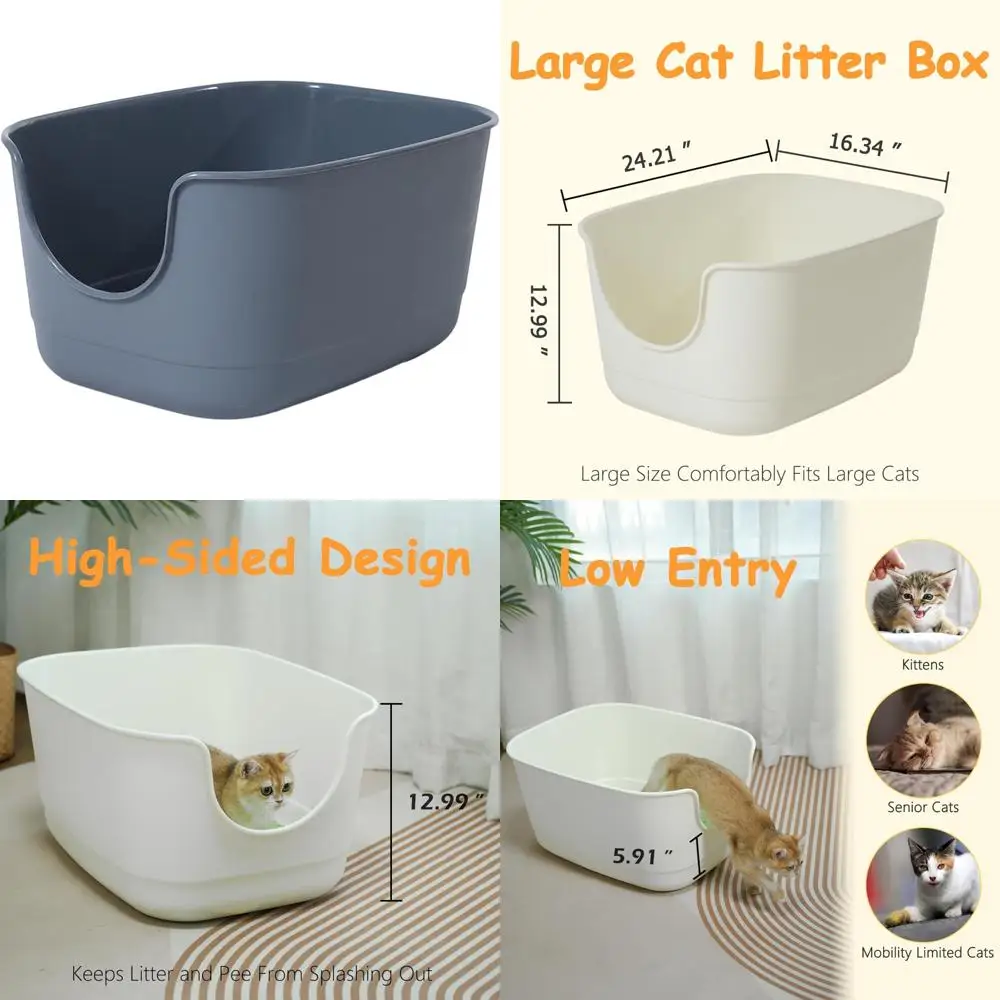 

Extra Large XL Multi-Cat Litter Box with High Sides, 24.2 L x 16.3 W x 12.9 H for Indoor Cats, Spacious Kitty Pan for Multiple F