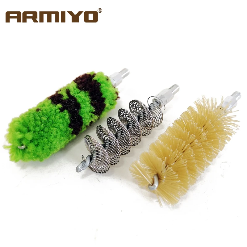 Armiyo 3 teile/satz 12GA 18,5mm Durchmesser Pipeline Reiniger Wolle Metall Borsten Pinsel Jagd Reinigung Kit Gewinde Größe 10-32T – Detail 6