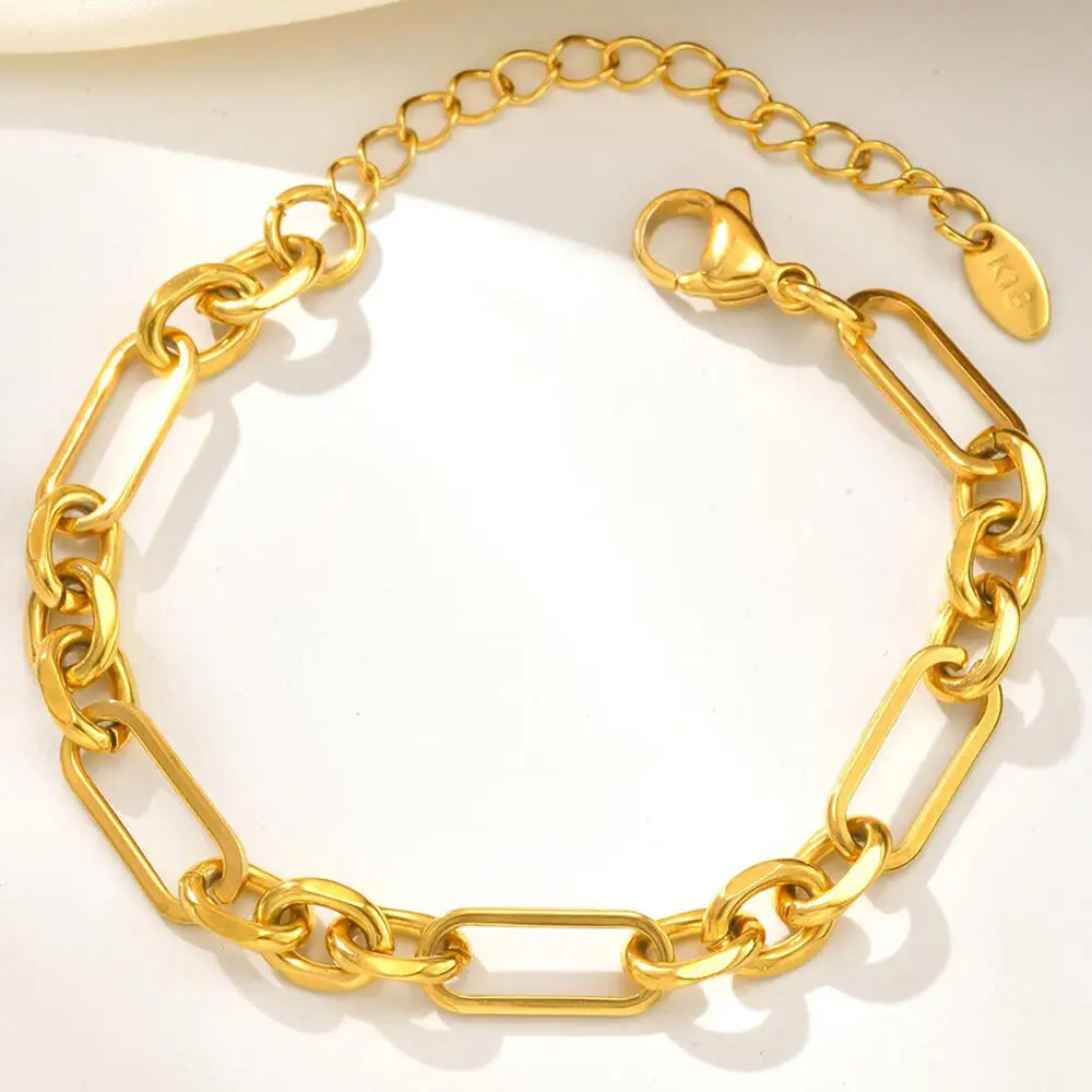 

Waterproof Women's Stainless Steel Bracelet Link, Hand-made Chain Wristband Simple Jewelry