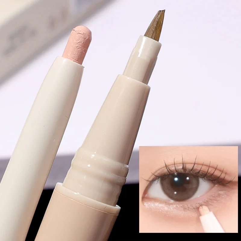 Double Headed Matte Lying Silkworm Pen Diamond Long Lasting Glitter White Gold Brighten Eyeshadow Highlighter Stick Eyes Makeup