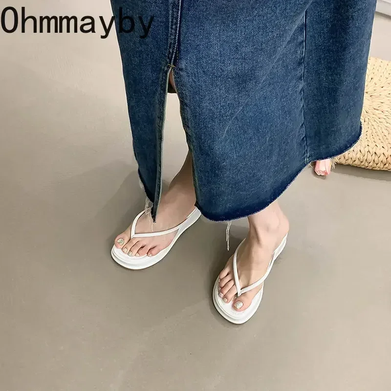 2024 New Wedges Women Slippers Fashion Slip On Open Toe Ladies Elgant Platform High Heel Non Slip Beach Slides Flip Flop