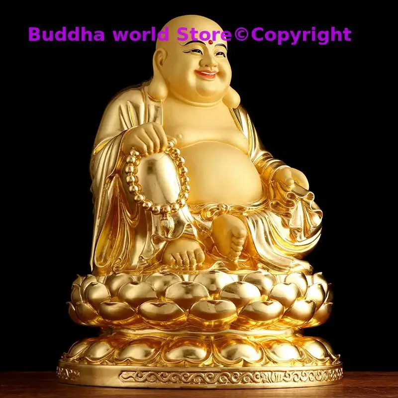 2025 high grade golden copper Maitreya God of wealth happy Buddha statue HOME shop Patron saint bring money good LUCK