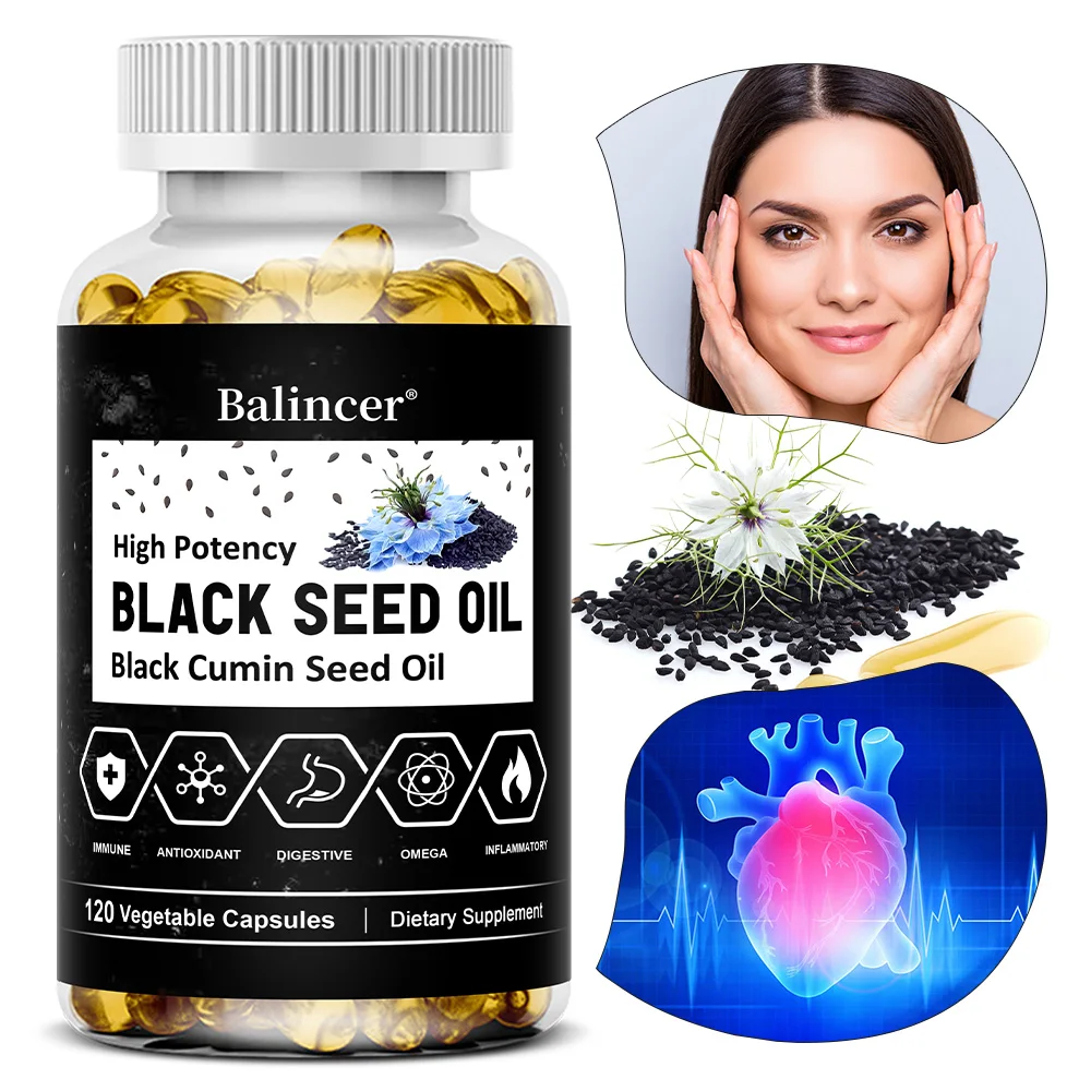 

Black Cumin Seed Oil Capsules, Cold Pressed, Support Immune, Cardiovascular, Digestive, Respiratory Health, Skin and Hair Health