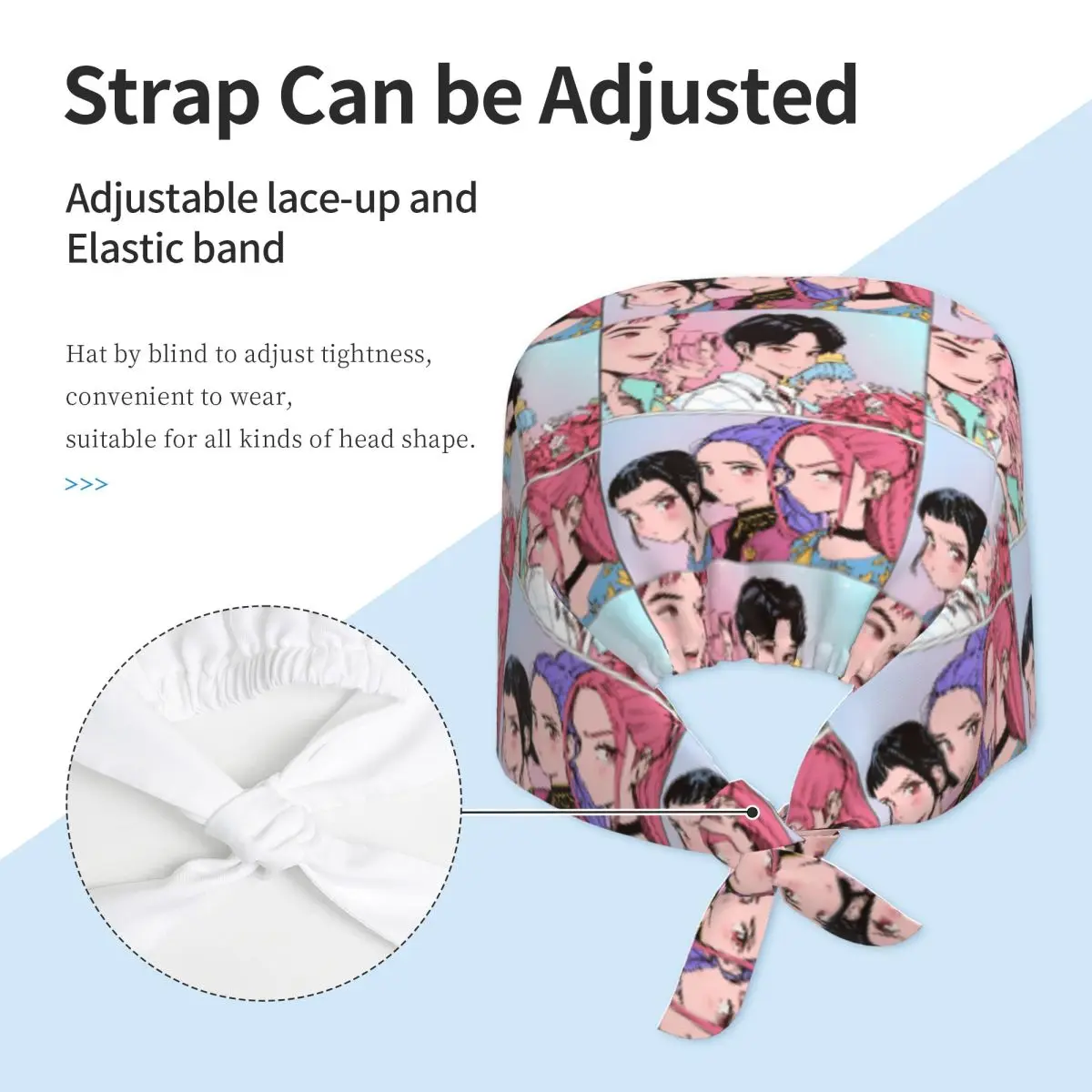 Chapeau médical KPop Demon Hunter, casquette de travail pour unisexe, chapeaux d'allaitement respirants, Bandage populaire, cravate au dos, casquette de travail personnalisée pour bricolage