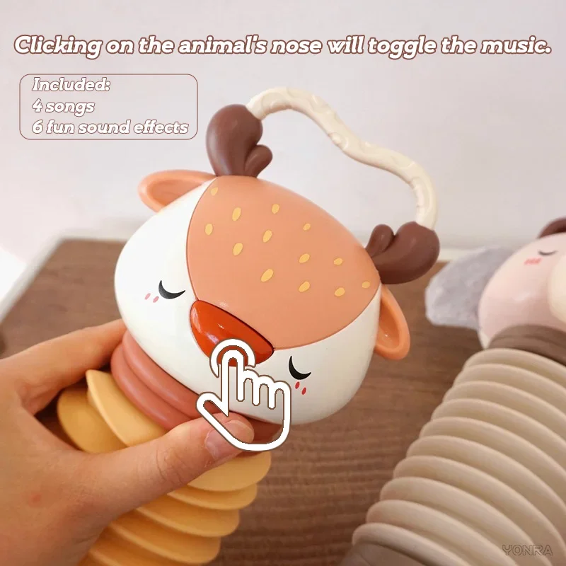 Crib Pendant Bed Bell Stroller 2-in-1 Electronic Accordion Children Toddler Rattles Sensory For Newborn Toys