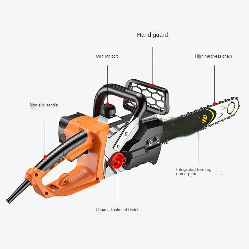 16-inch 2000W High-power Chainsaw Logging Saw Household Electric Chainsaw Handheld Chainsaw Cutting Chainsaw Electric Saw