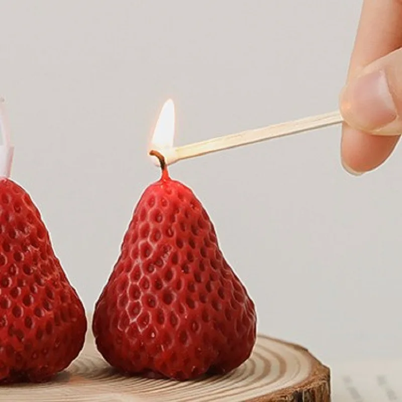 3D Strawberry Candle Mold DIY Handmade Scented Candle Silicone Wax Molds Handmade Candle Cake Soap Making Mould Home Decoration