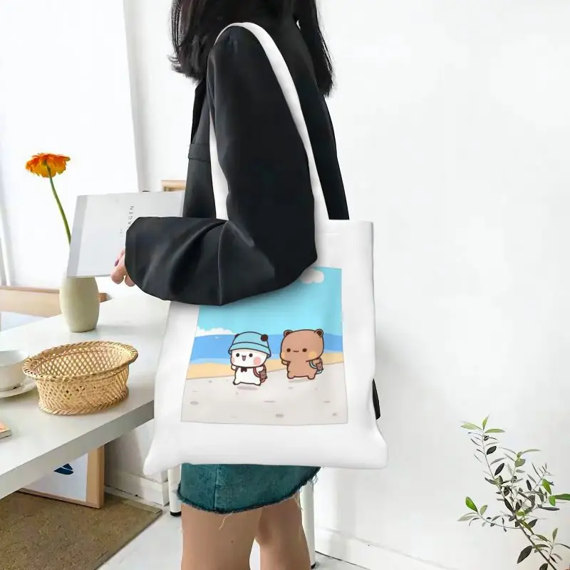 

Bubu and Dudu Shopping Bag Panda Bear Eco Tote Bags for Women Kawaii Cute Resuable Shopper Bag Double Side Print Bolsa Feminina