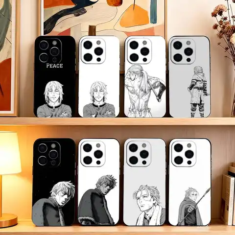 Black V-Vinland Saga  Phone Case Silicone Soft For IPhone 17 16 15 14 13 12 11 X XR Plus Pro Max Plus
