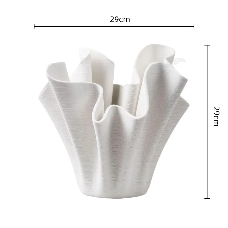 Ceramic Handicrafts Geometric Pleated Patterns Three-dimensional Flowerpot Wrinkled Flower Vase Home Decoration Accessories
