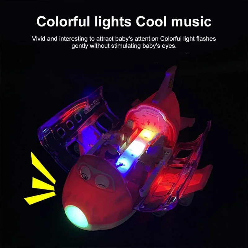 360 Rotating Electric Plane Lights Music Airplane Toys For Kids Bump And Go Action Toddler Toy Plane With LED Flashing Boy Gifts