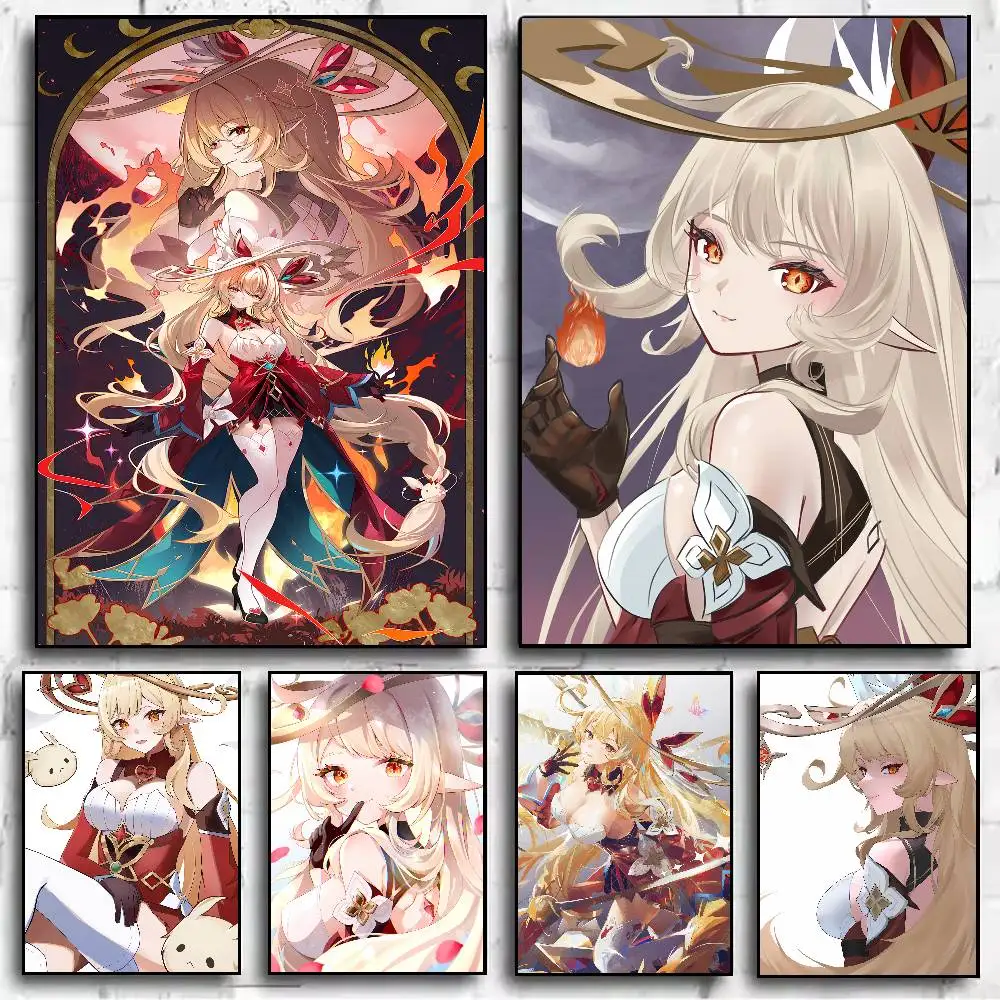 Pretty Hot Girl Alice Cool Genshin Impact Poster HD art sticky wall waterproof home living room bedroom bar aesthetic decoration