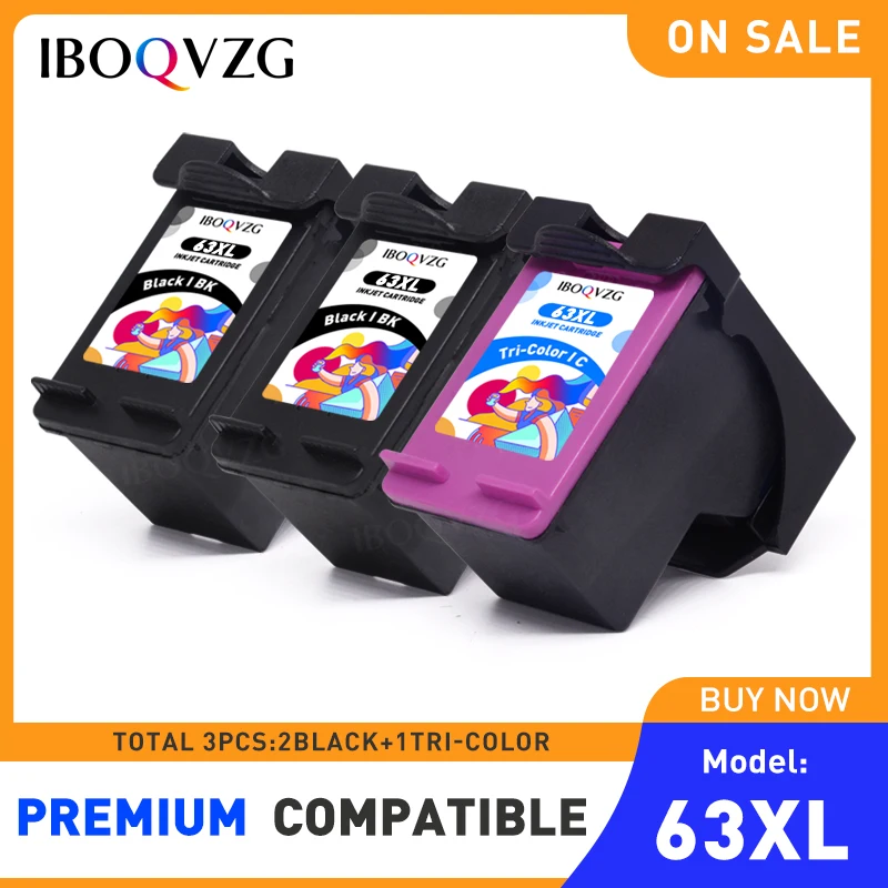 

IBOQVZG 63XL Remanufactured Ink Cartridge 63 XL Replacement for HP 63 Deskjet 1110 1111 1112 2130 2131 2132 OfficeJet 3830 3831