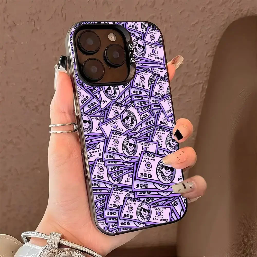جرافيتي تصميم الإبداعية الدولار جراب هاتف آيفون 17 الهواء 16 15 14 13 12 11 برو ماكس زائد اللون للصدمات عودة الفضة كوف #6