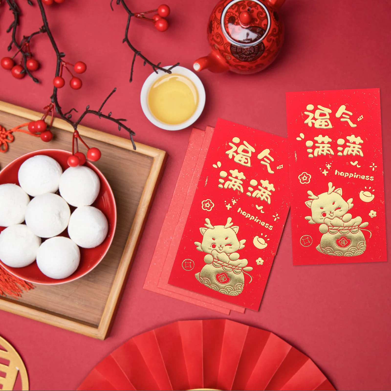 18Pcs Chinese Style Red Envelopes Dragon Design Creative Red Pockets for Lunar New Year Festival Money Packets