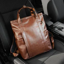 Retro Luxury Men's Backpack Fashion Business Laptop Bag Large Capacity Backpack Men Handbag Briefcase Solid Backpacks Softback