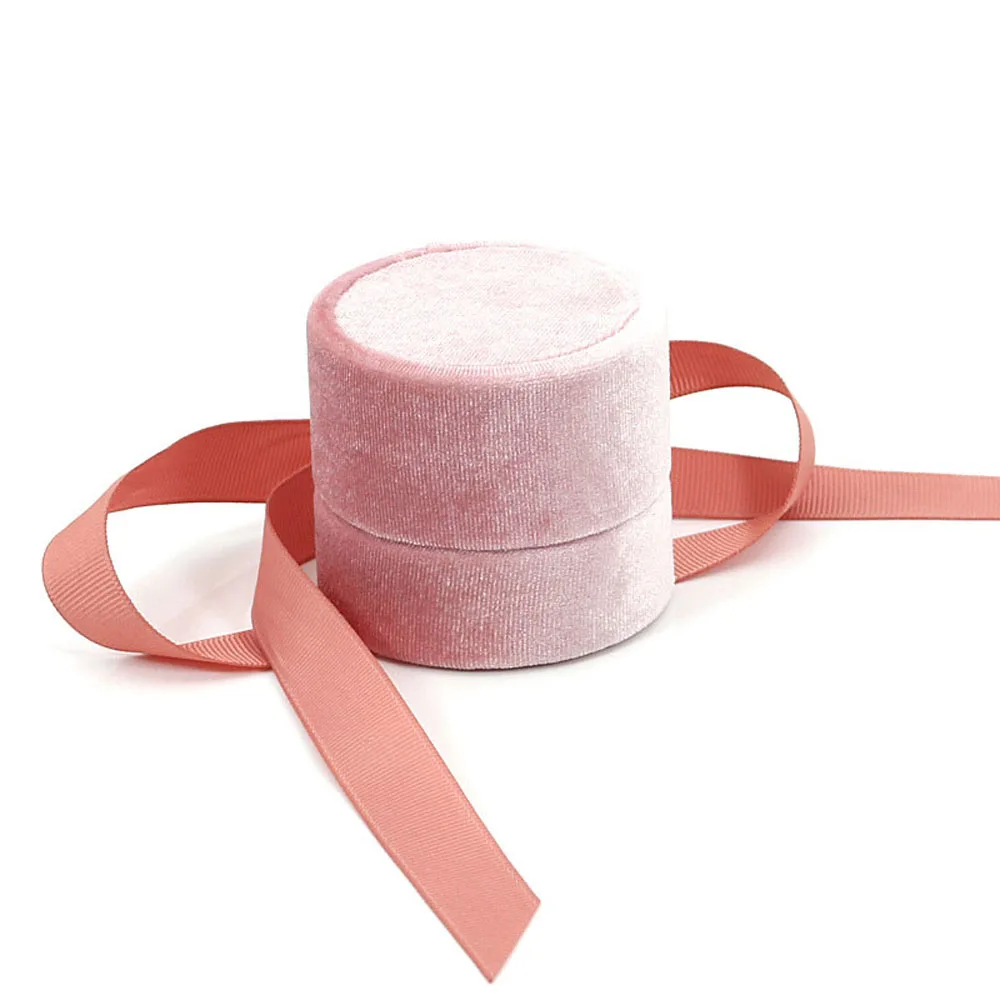 Round Packaging Engagement  Ring Velvet Bowknot Necklace Displays Box Jewelry Display Jewelry Box Fashion Accessories