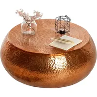 Rustic hand-forged hammer texture copper coffee table creative drum-shaped side corner table handmade brass stool coffee table