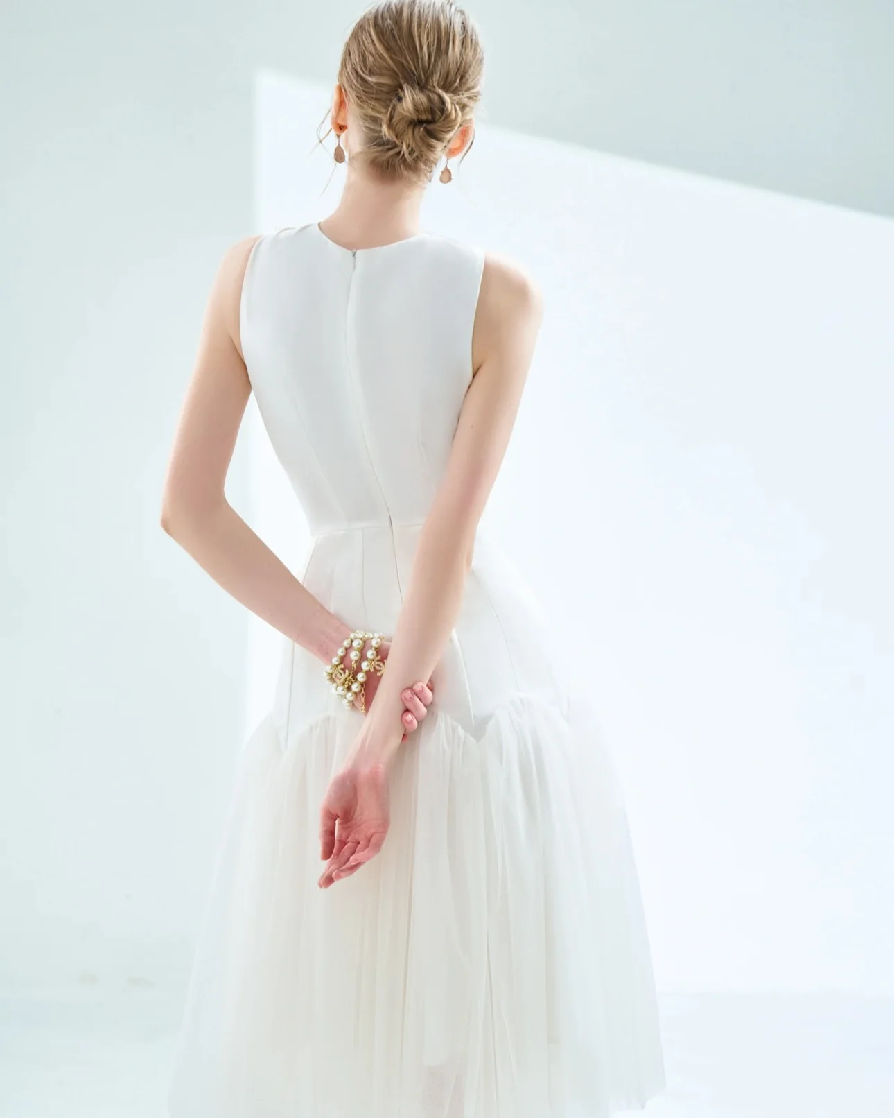 Personalizado requintado organza a linha de cristal 3d arco vestido de noite delicado sem mangas o pescoço chá comprimento sob medida vestidos de ocasião